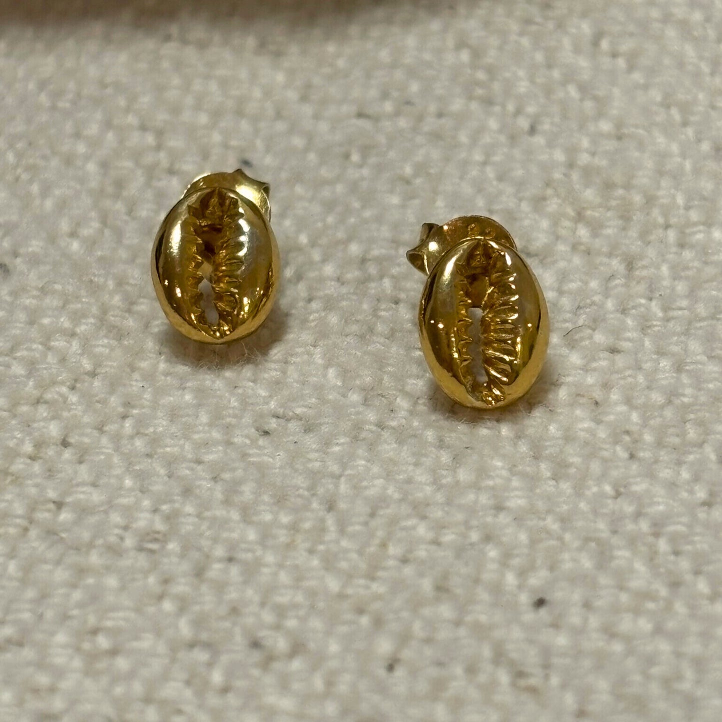 Gold Vermeil Cowrie Stud Earrings | Sacred Jewellery