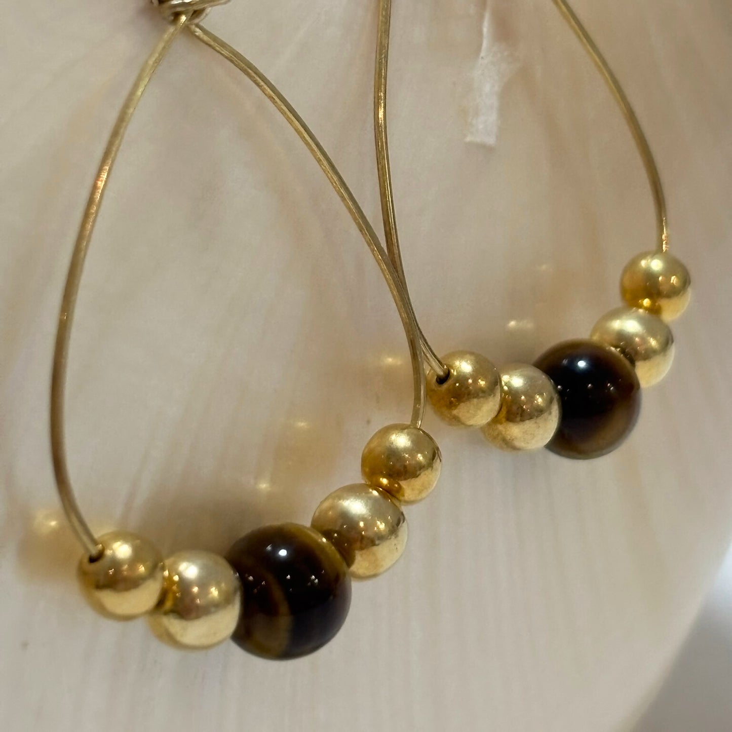 Gold Vermeil Tigers Eye Hoop Earrings | Sacred Jewellery