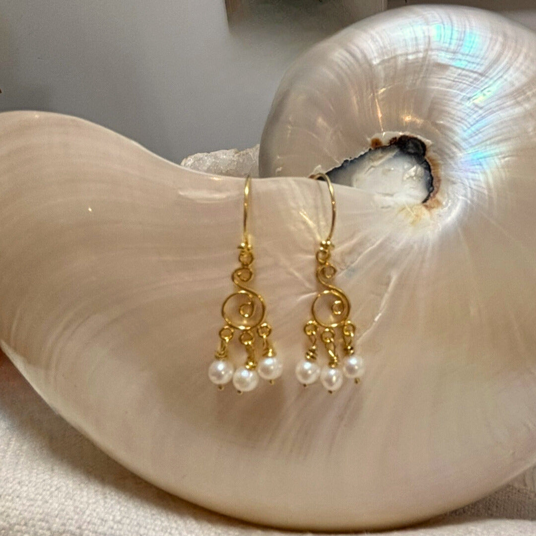 Gold Vermeil Pearl Drop Earrings | Sacred Jewellery
