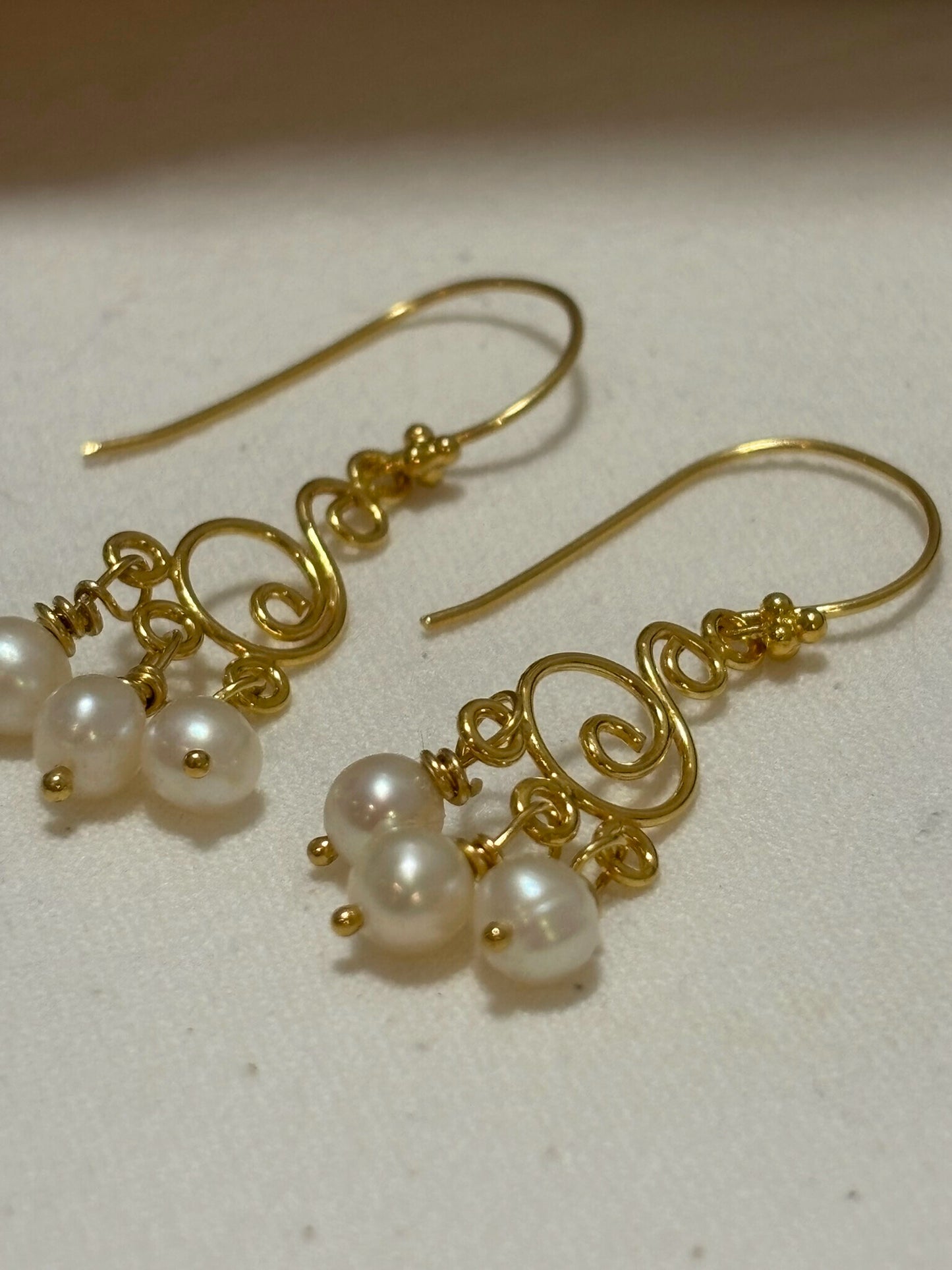 Gold Vermeil Pearl Drop Earrings | Sacred Jewellery