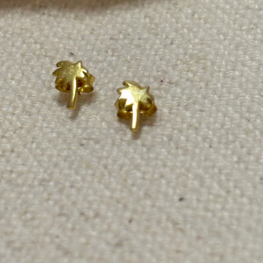 Gold Vermeil Palm Stud Earrings | Sacred Jewellery